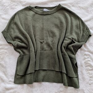 Chico's Green Cotton-Blend Short Sleeve Sweater Poncho Size S/M  NWOT